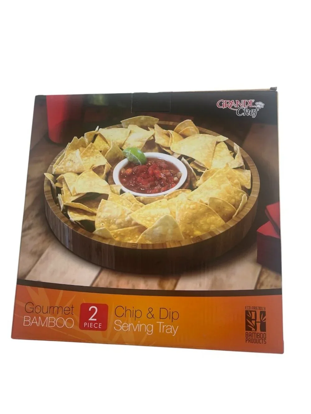 Grande Chef Gourmet Bamboo 2 pc Chip & Dip Tray